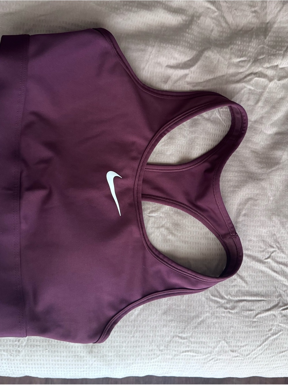 Nike Women's Plum Racerback Sports Bra - White Swoosh
